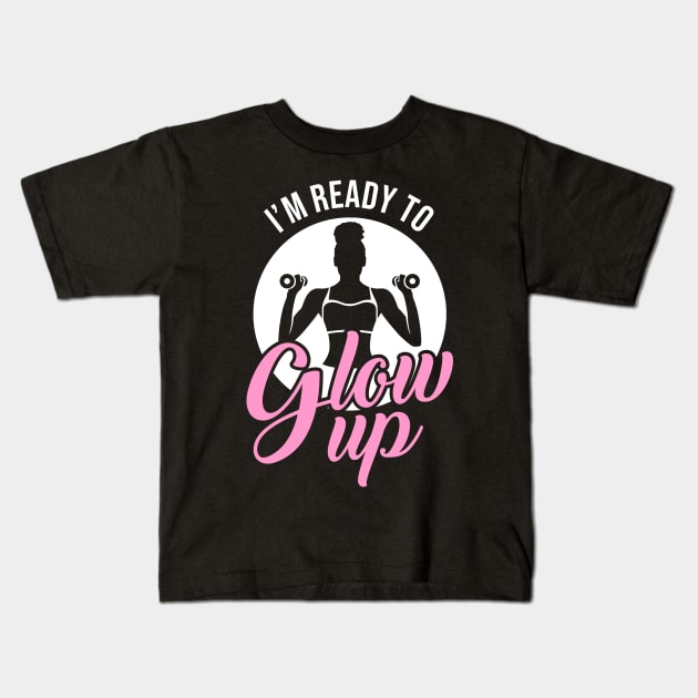 Glow Up Now Workout Kids T-Shirt by Melanificent1